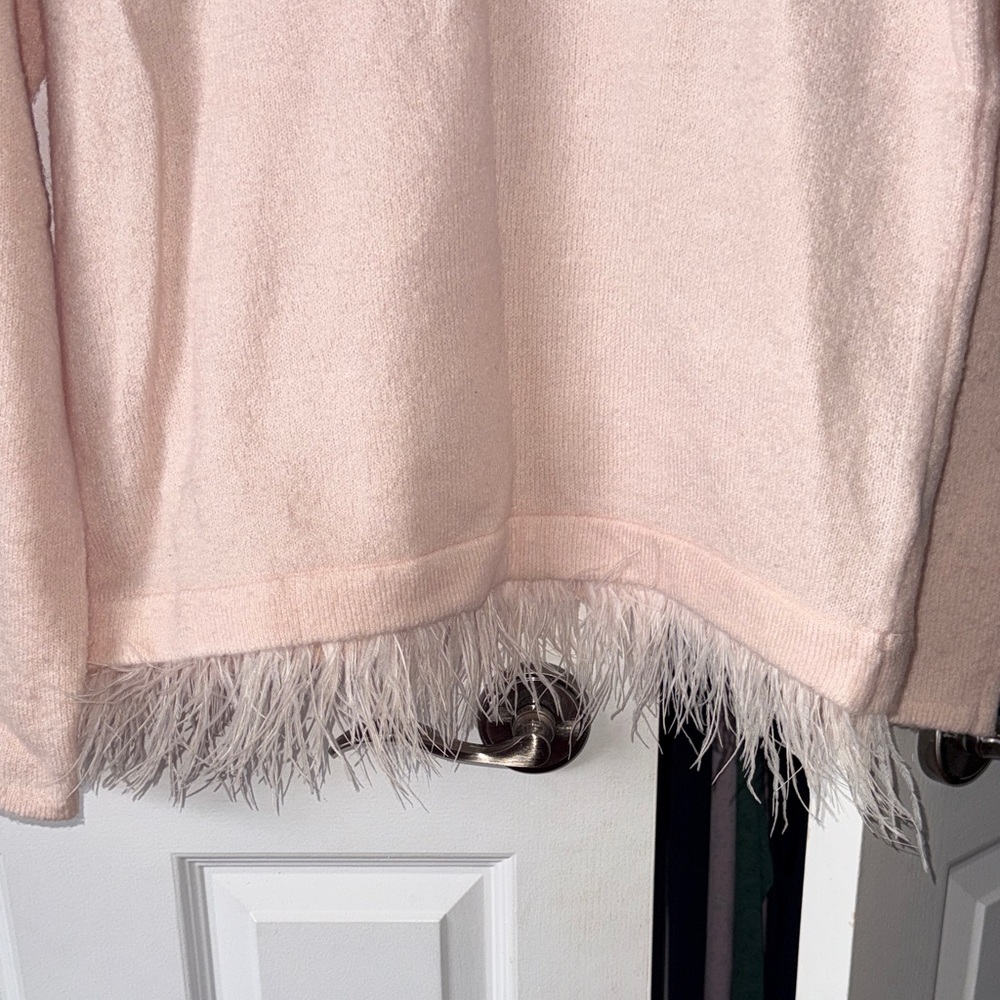 Anthropologie Pink Sweater with Feathers - Picture 3 of 5